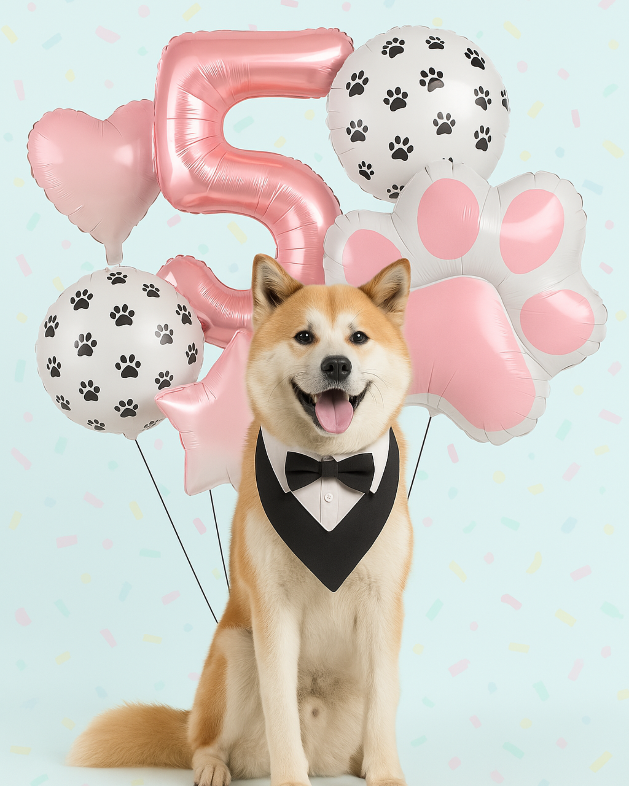 Paw Print Birthday Balloon Set – Pink & Black
