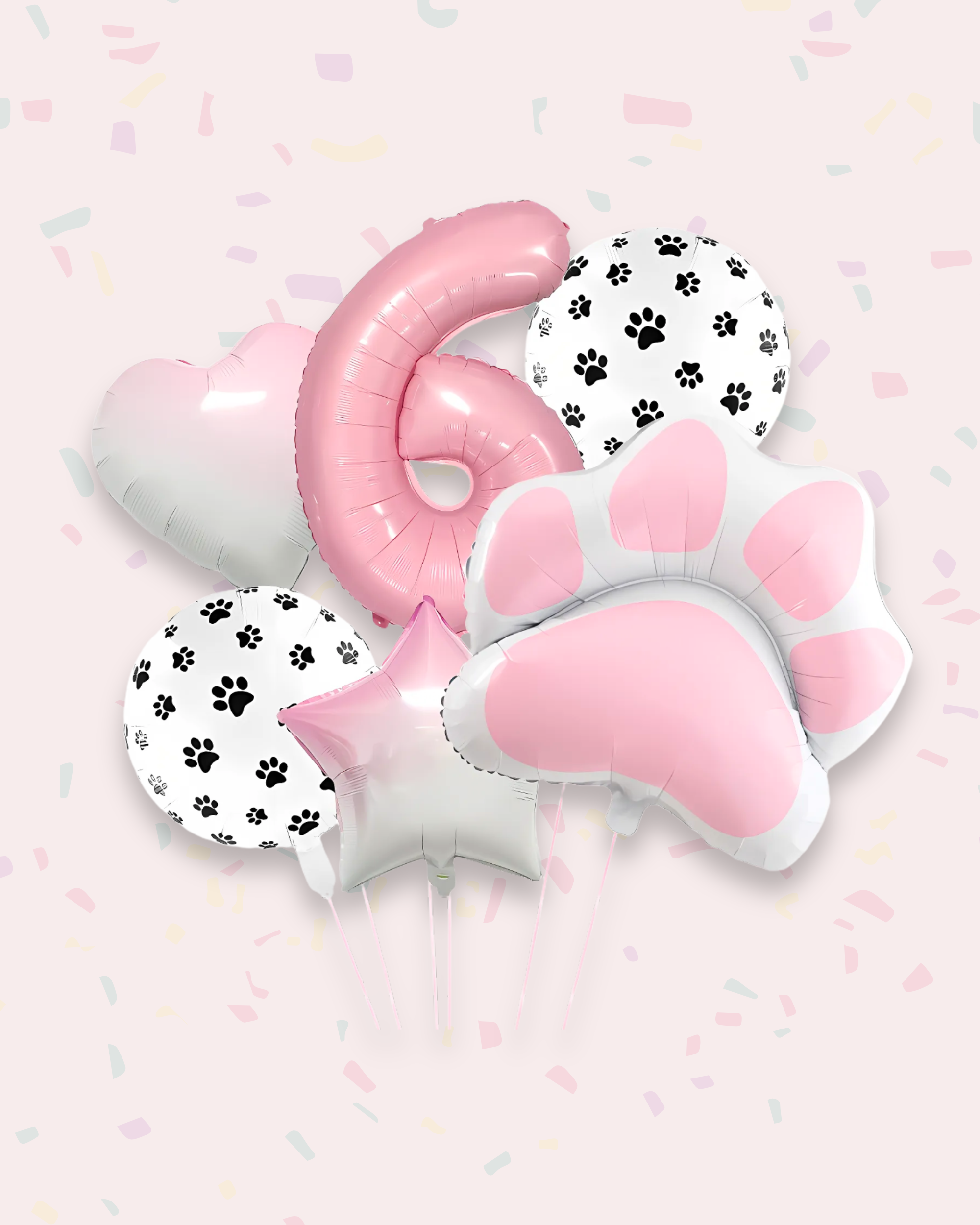 Paw Print Birthday Balloon Set – Pink & Black