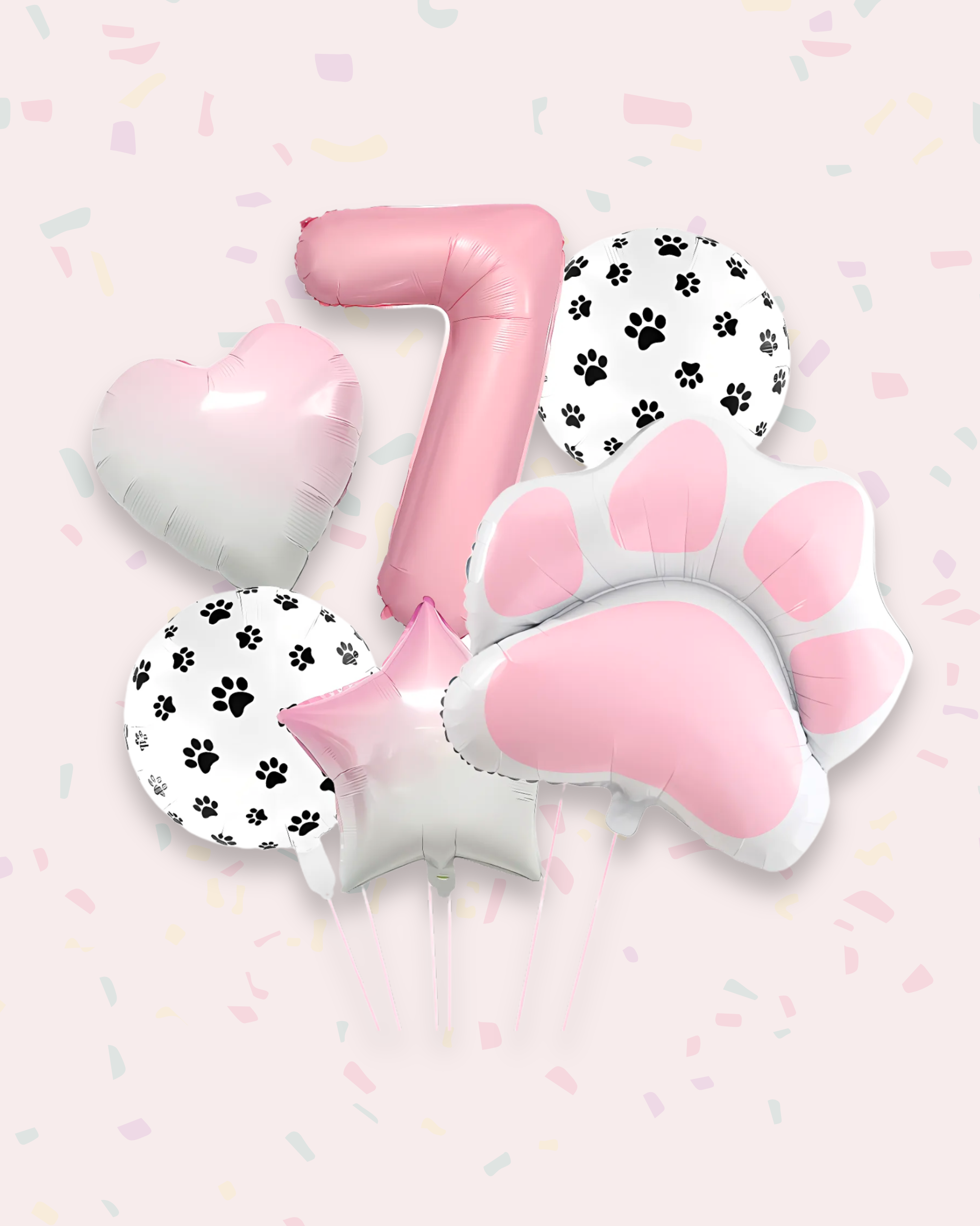 Paw Print Birthday Balloon Set – Pink & Black