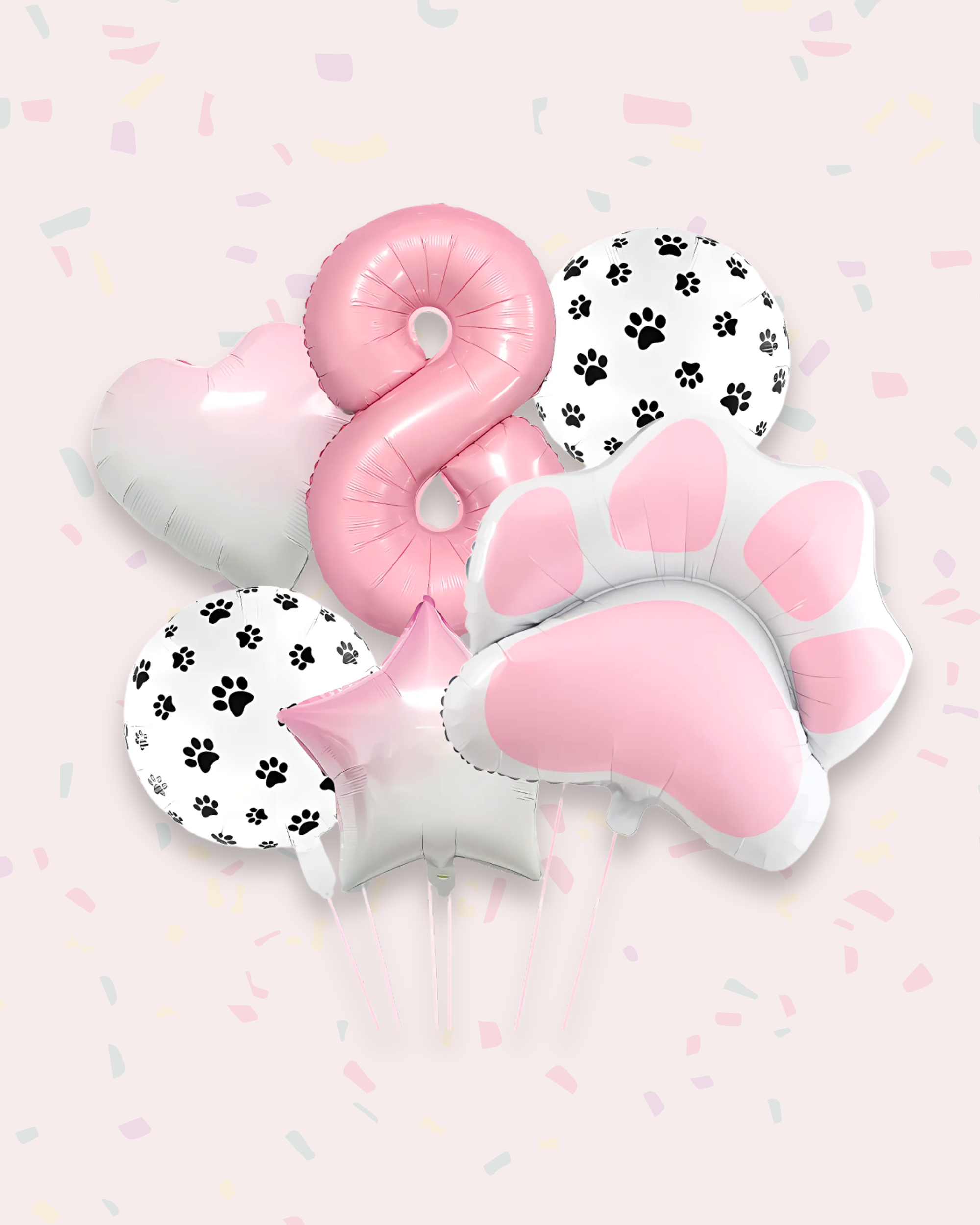 Paw Print Birthday Balloon Set – Pink & Black