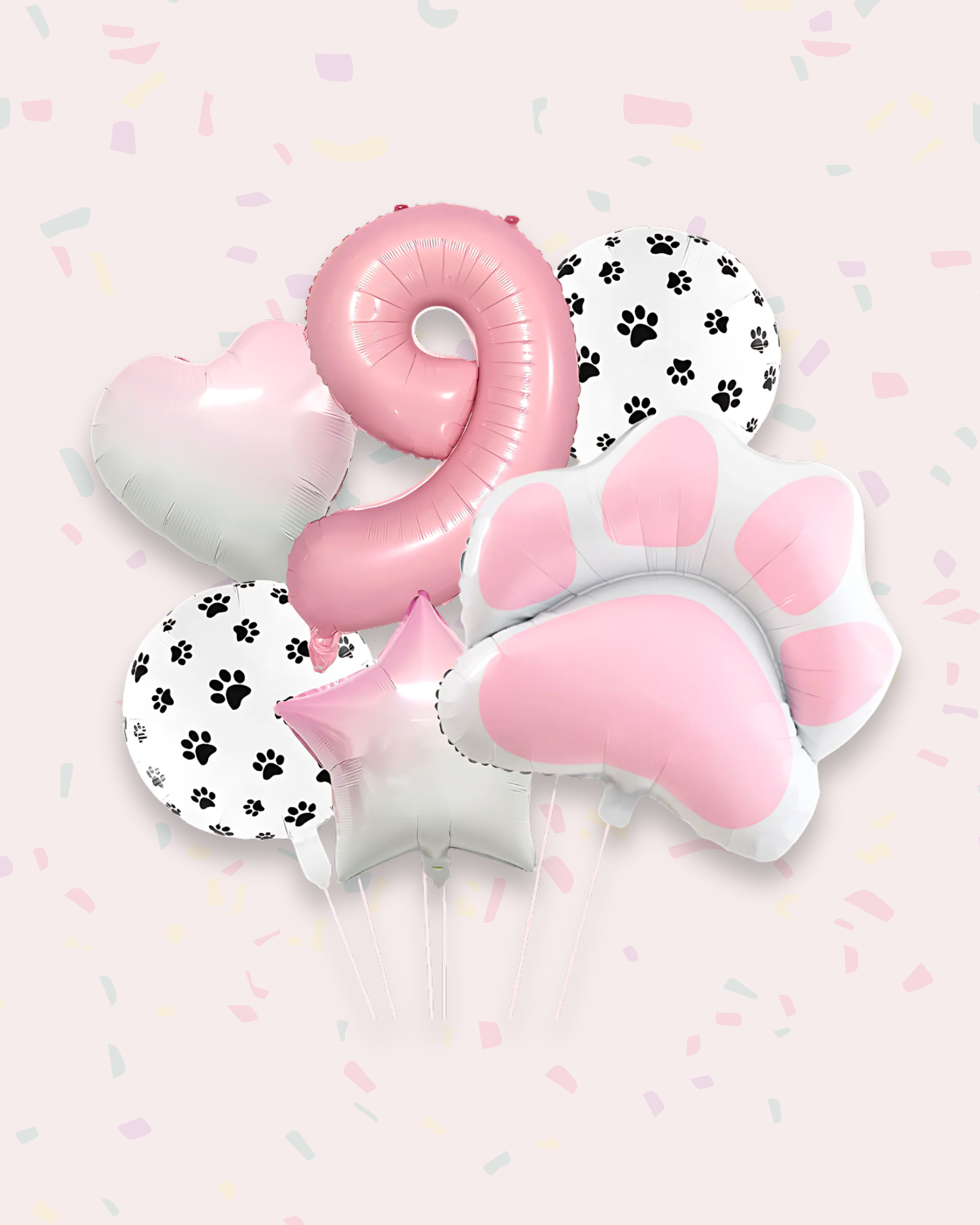 Paw Print Birthday Balloon Set – Pink & Black