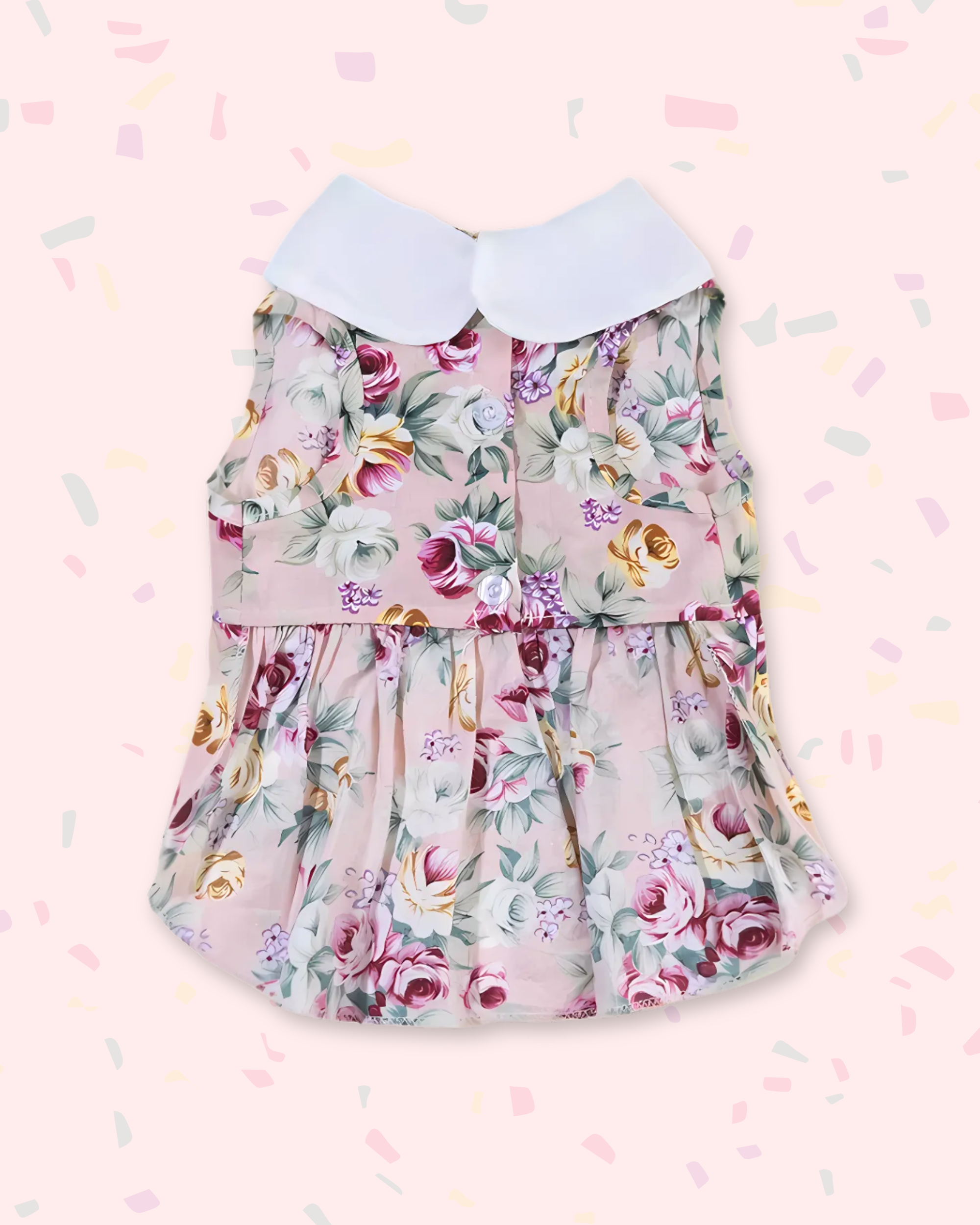 Pet Floral Dress with White Collar