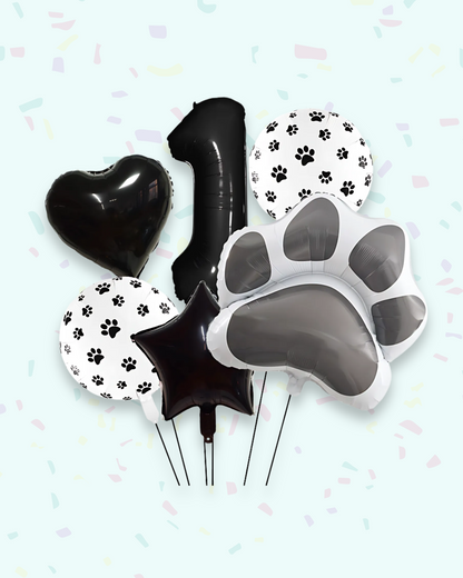 Paw Print Birthday Balloon Set – Pink &amp; Black