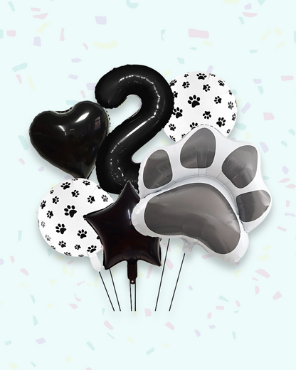 Paw Print Birthday Balloon Set – Pink &amp; Black