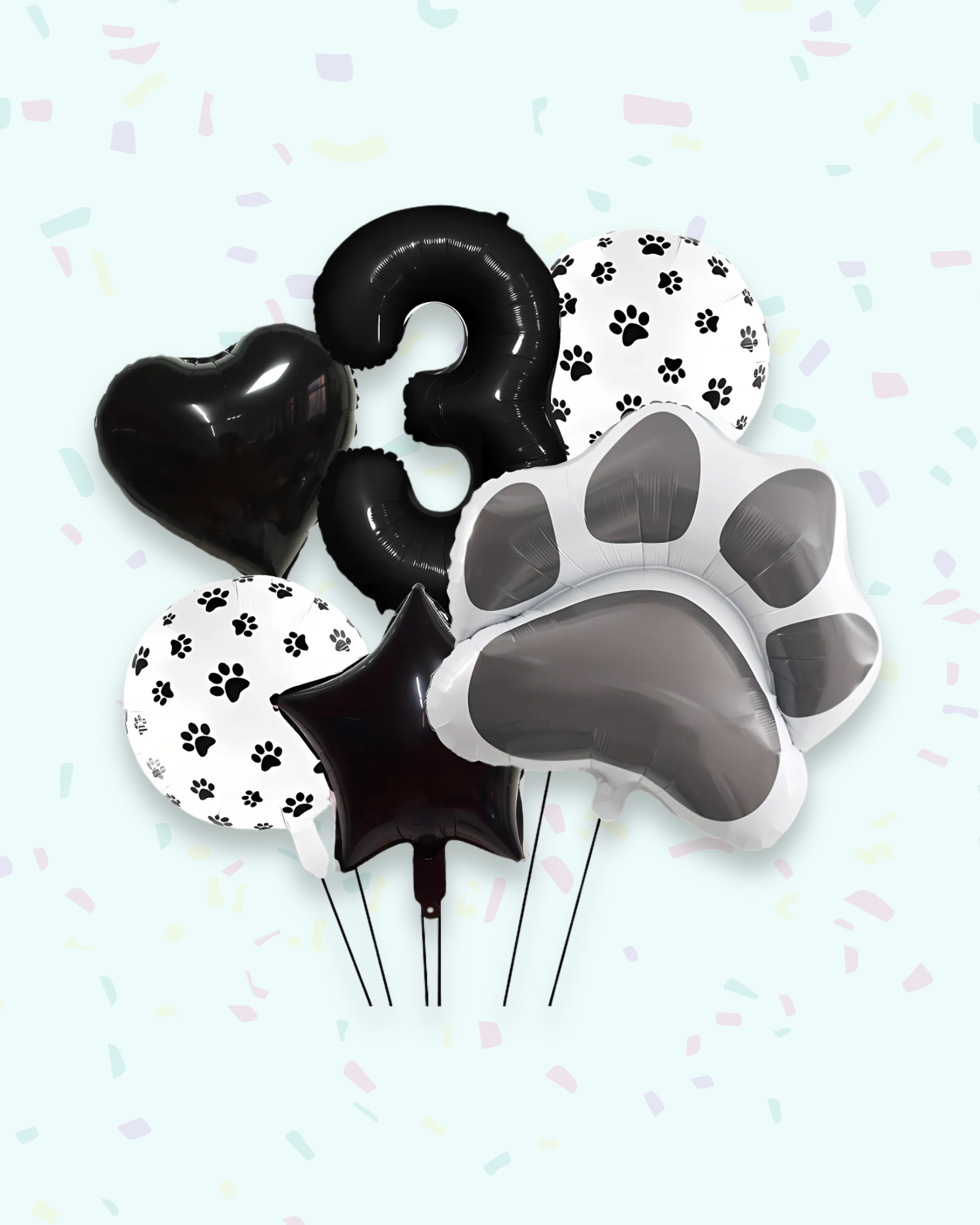 Paw Print Birthday Balloon Set – Pink &amp; Black