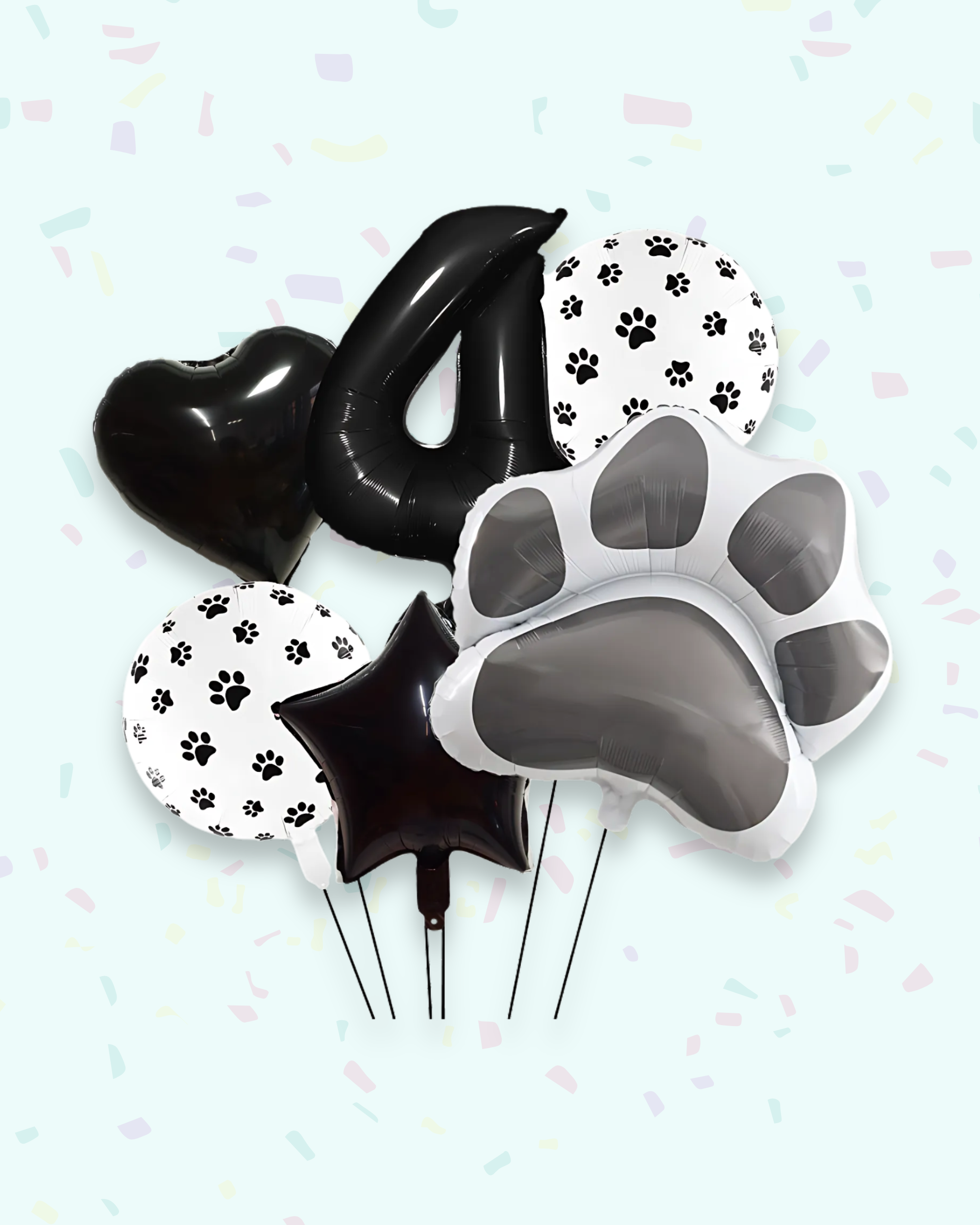 Paw Print Birthday Balloon Set – Pink &amp; Black