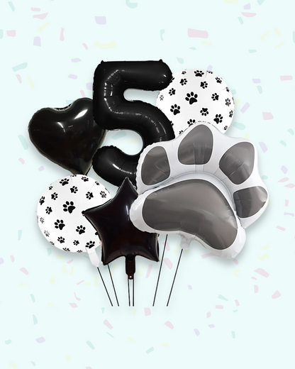 Paw Print Birthday Balloon Set – Pink &amp; Black