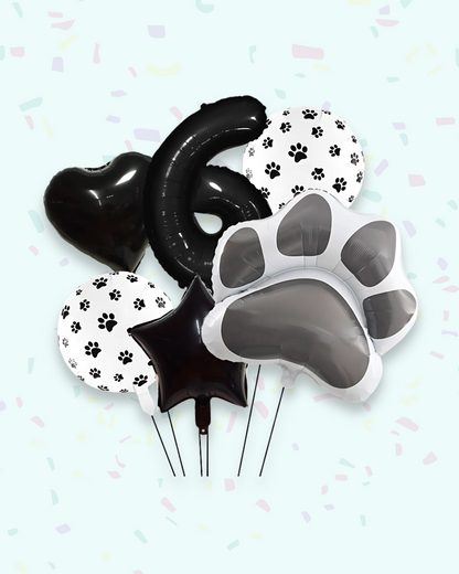 Paw Print Birthday Balloon Set – Pink &amp; Black