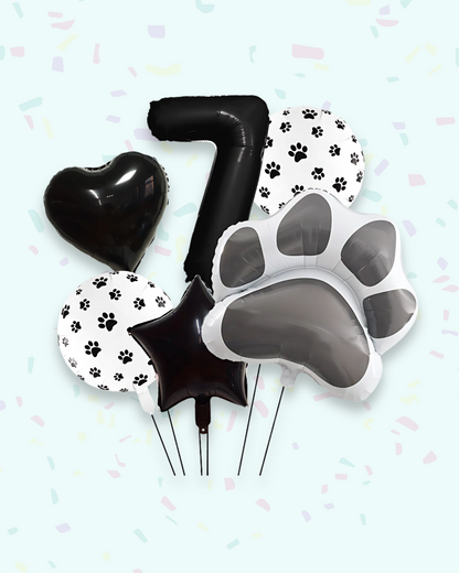Paw Print Birthday Balloon Set – Pink &amp; Black