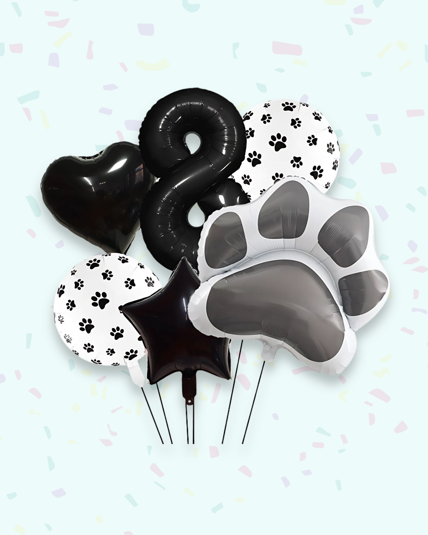 Paw Print Birthday Balloon Set – Pink &amp; Black