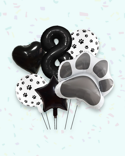 Paw Print Birthday Balloon Set – Pink &amp; Black