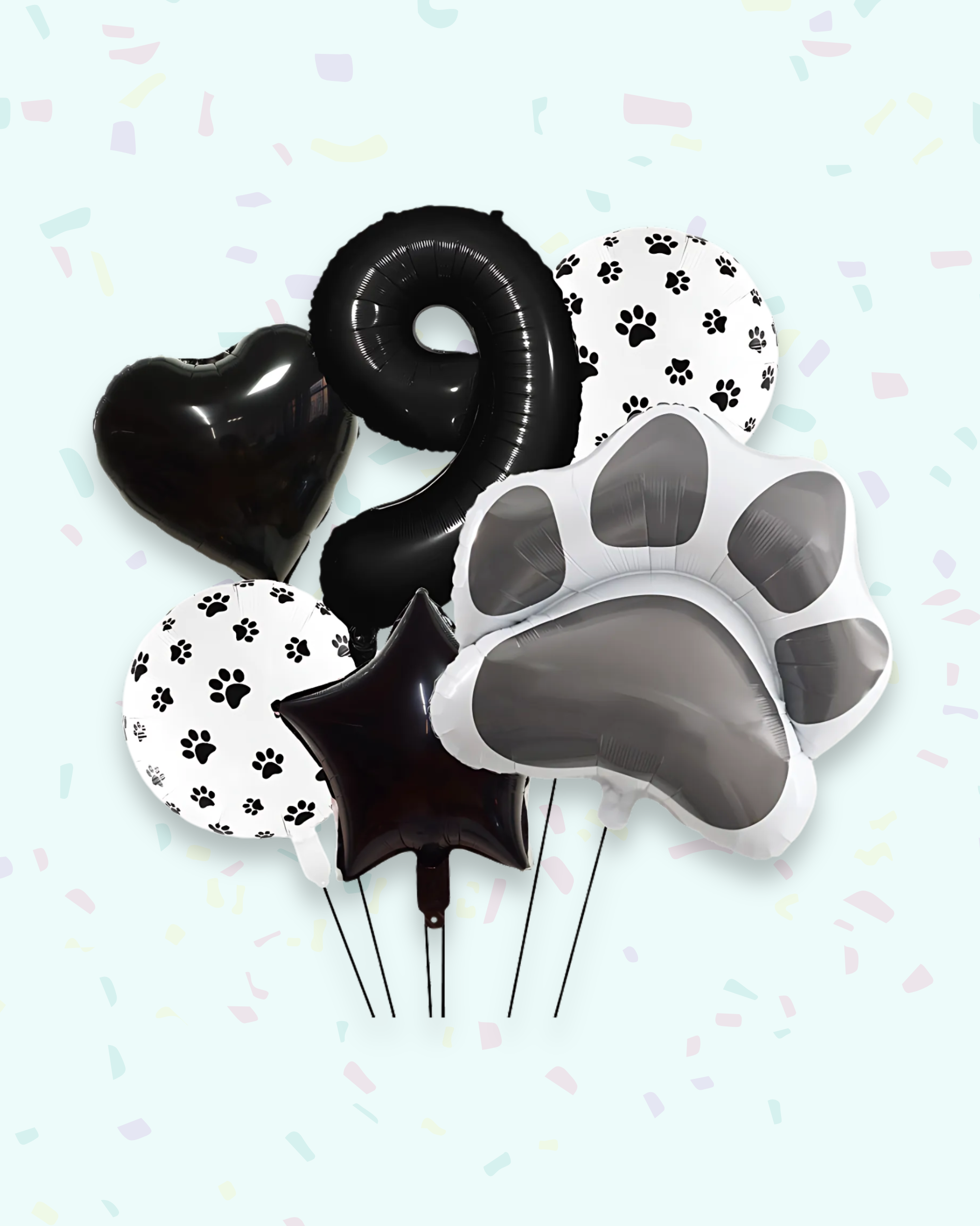 Paw Print Birthday Balloon Set – Pink &amp; Black