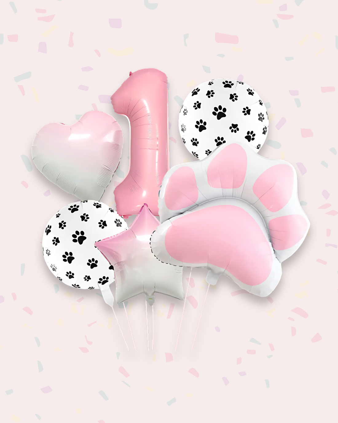 Paw Print Birthday Balloon Set – Pink &amp; Black