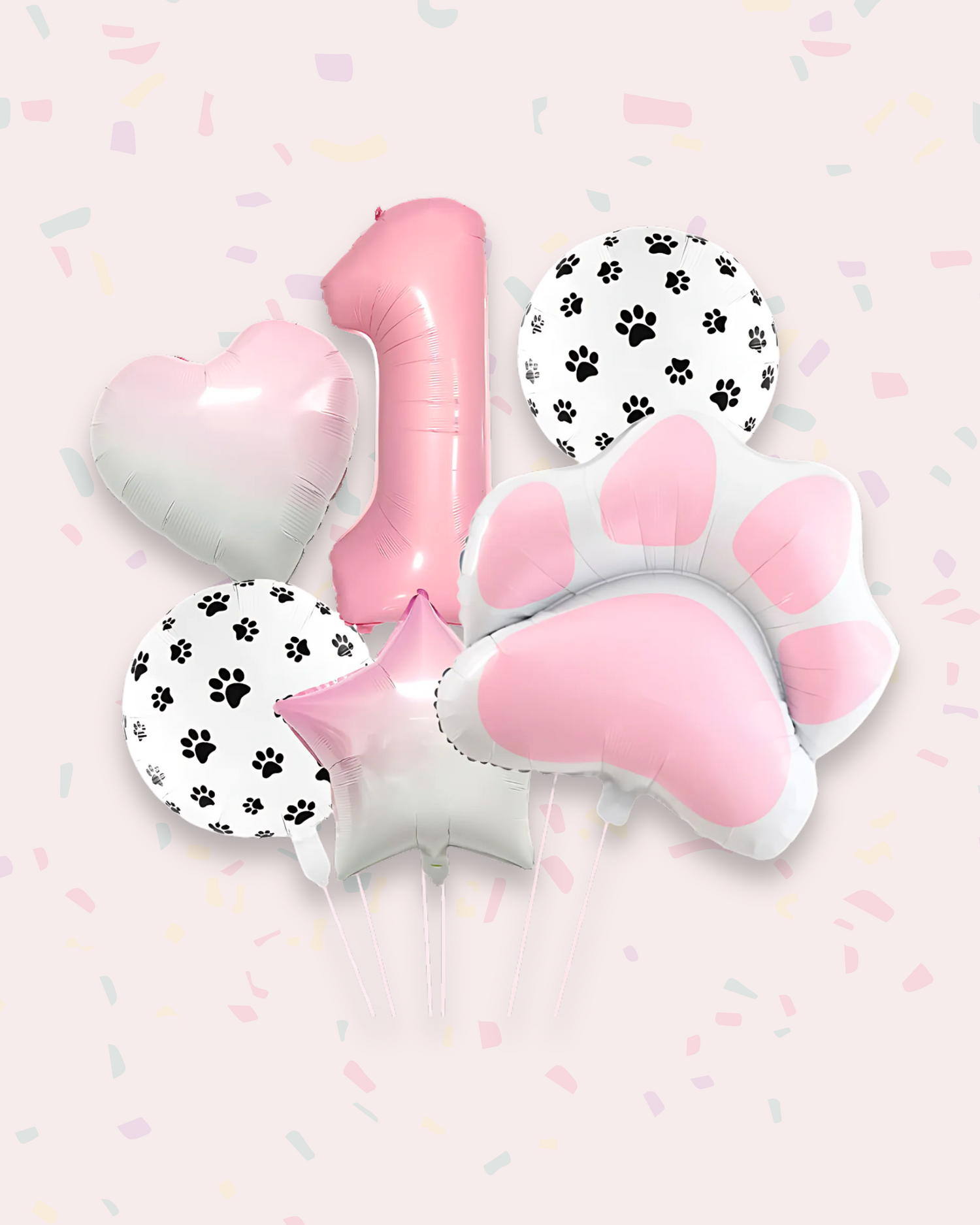 Paw Print Birthday Balloon Set – Pink &amp; Black