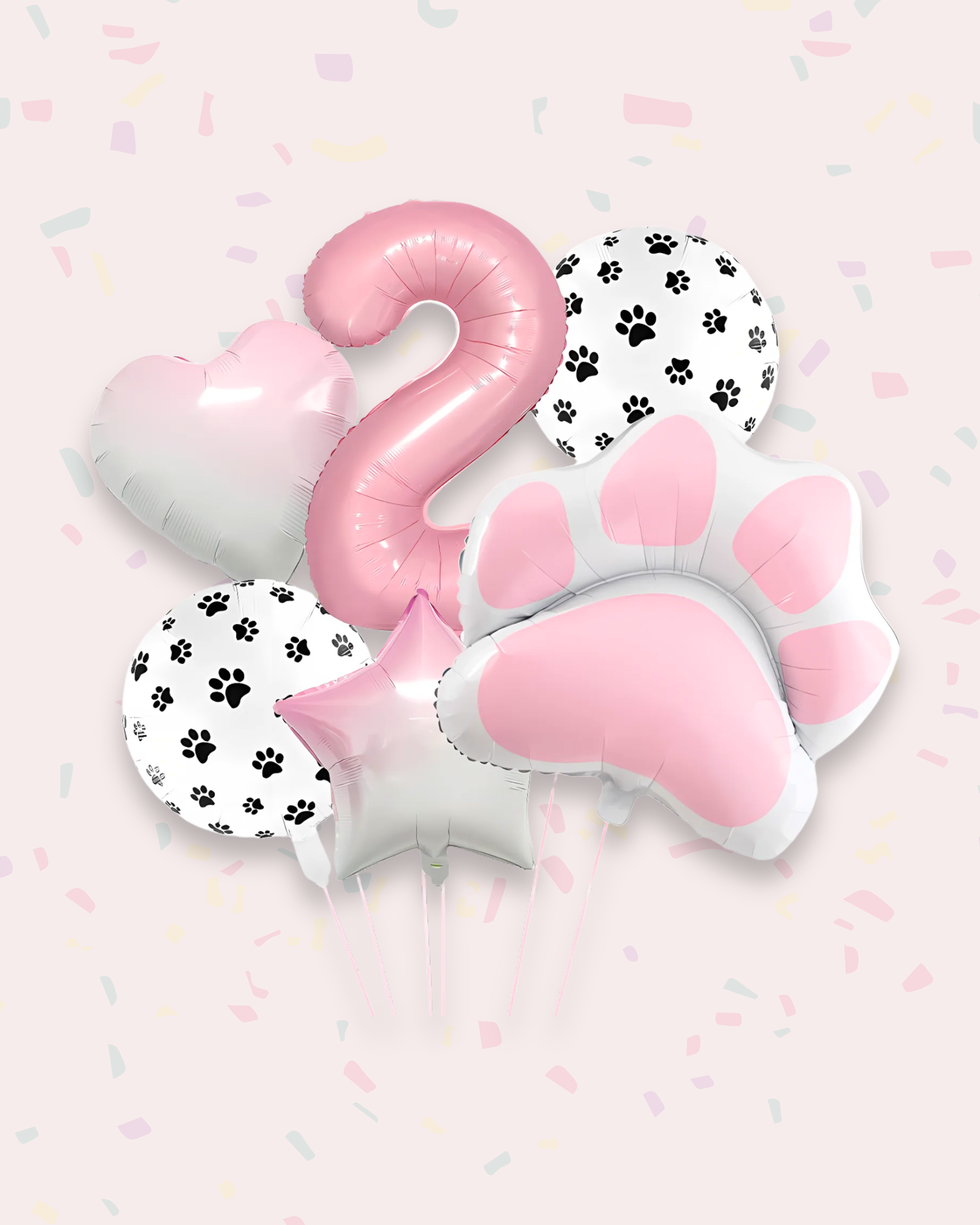 Paw Print Birthday Balloon Set – Pink &amp; Black