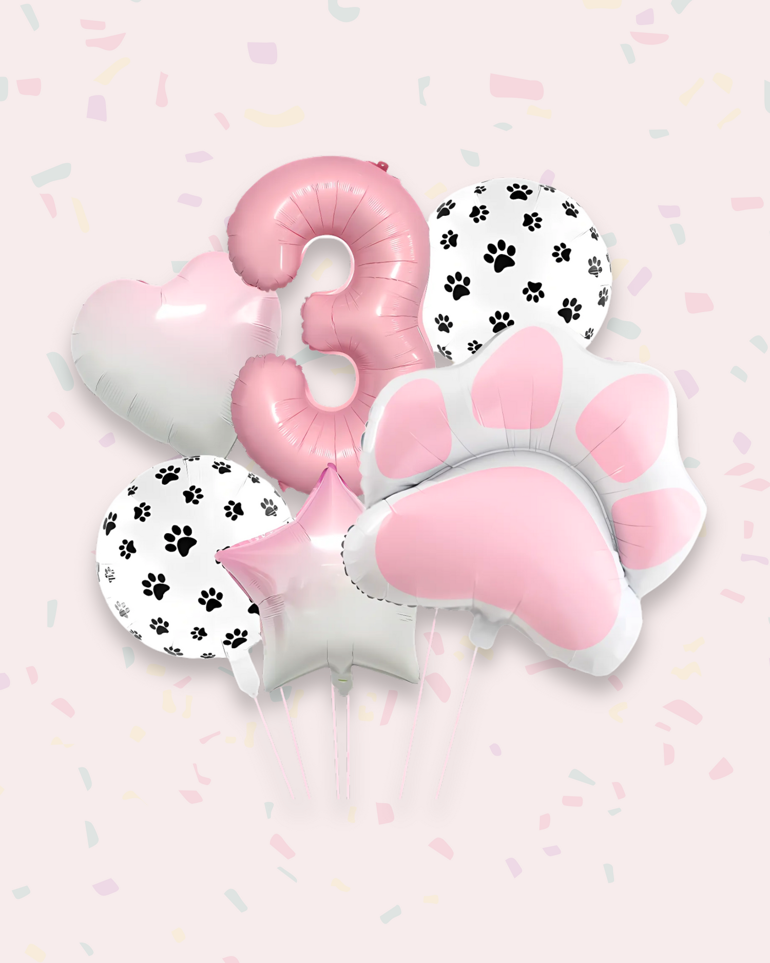 Paw Print Birthday Balloon Set – Pink &amp; Black