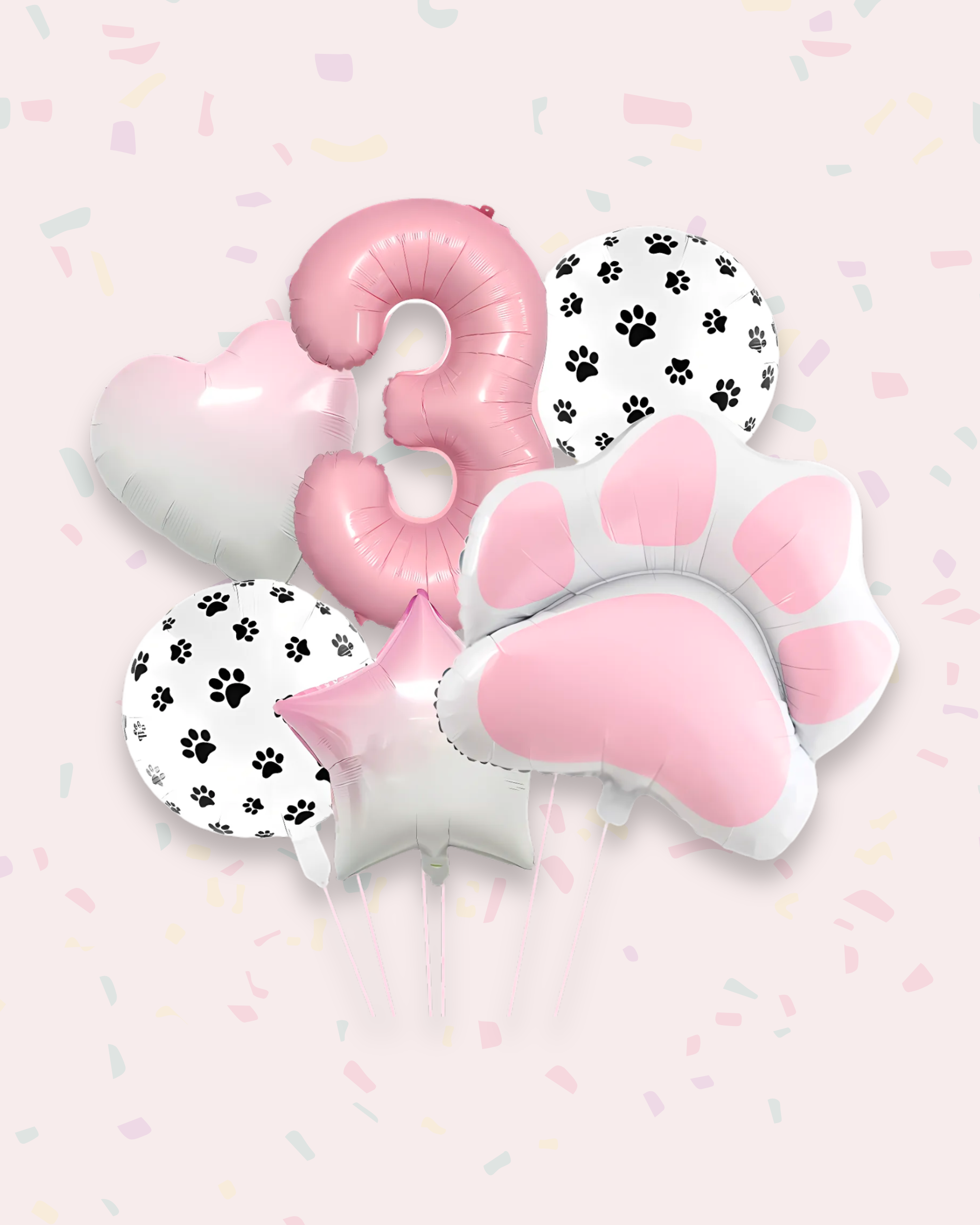Paw Print Birthday Balloon Set – Pink &amp; Black