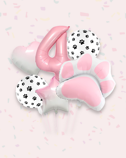 Paw Print Birthday Balloon Set – Pink &amp; Black
