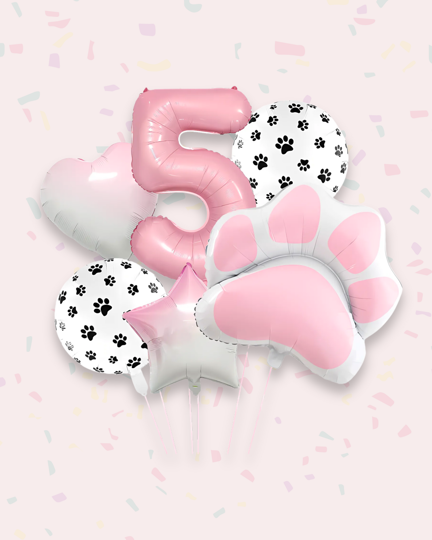 Paw Print Birthday Balloon Set – Pink &amp; Black