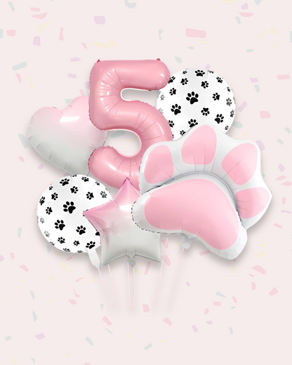 Paw Print Birthday Balloon Set – Pink &amp; Black