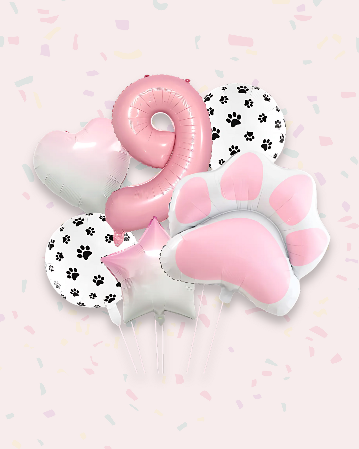 Paw Print Birthday Balloon Set – Pink &amp; Black