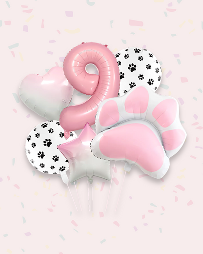 Paw Print Birthday Balloon Set – Pink &amp; Black