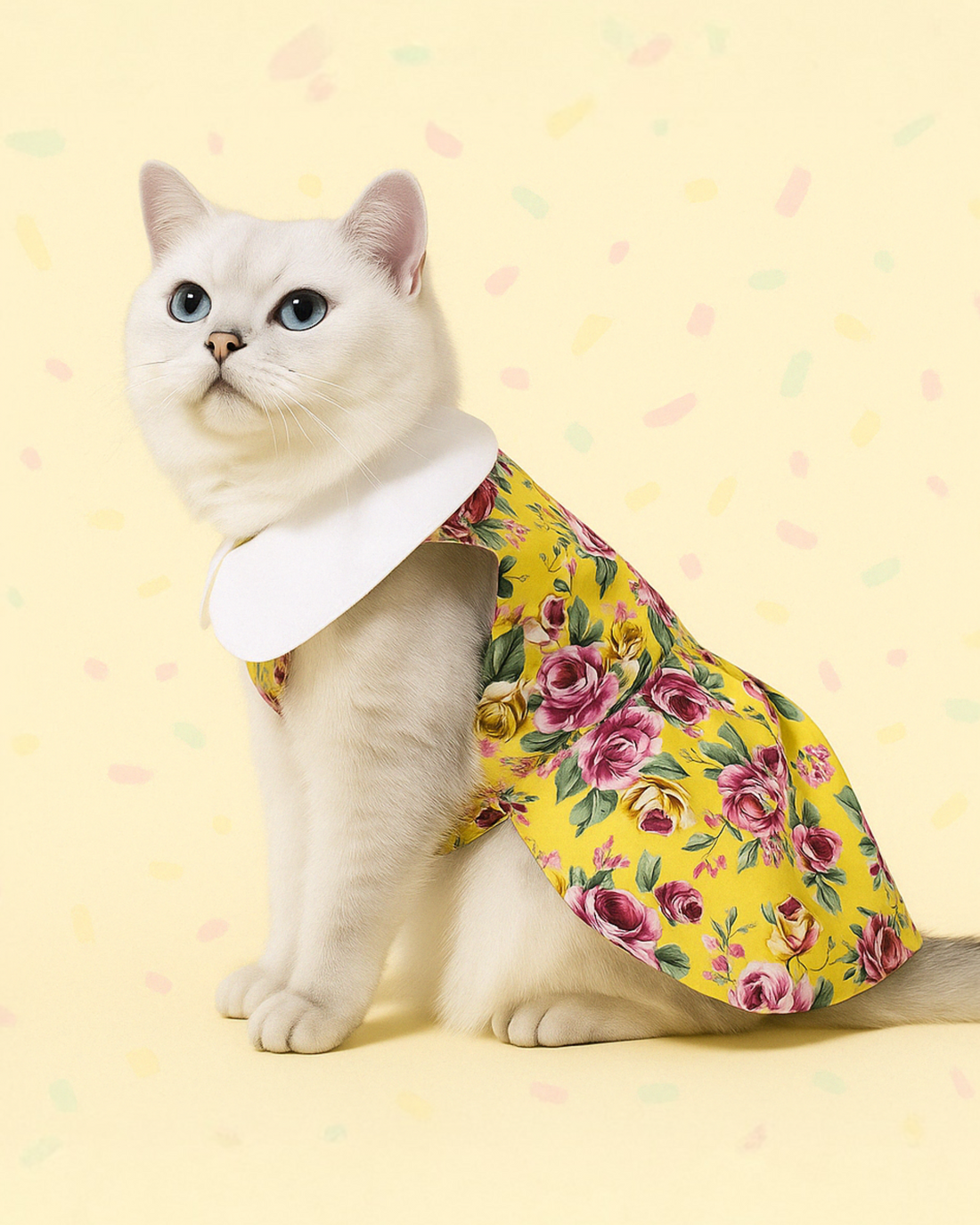 Pet Floral Dress with White Collar