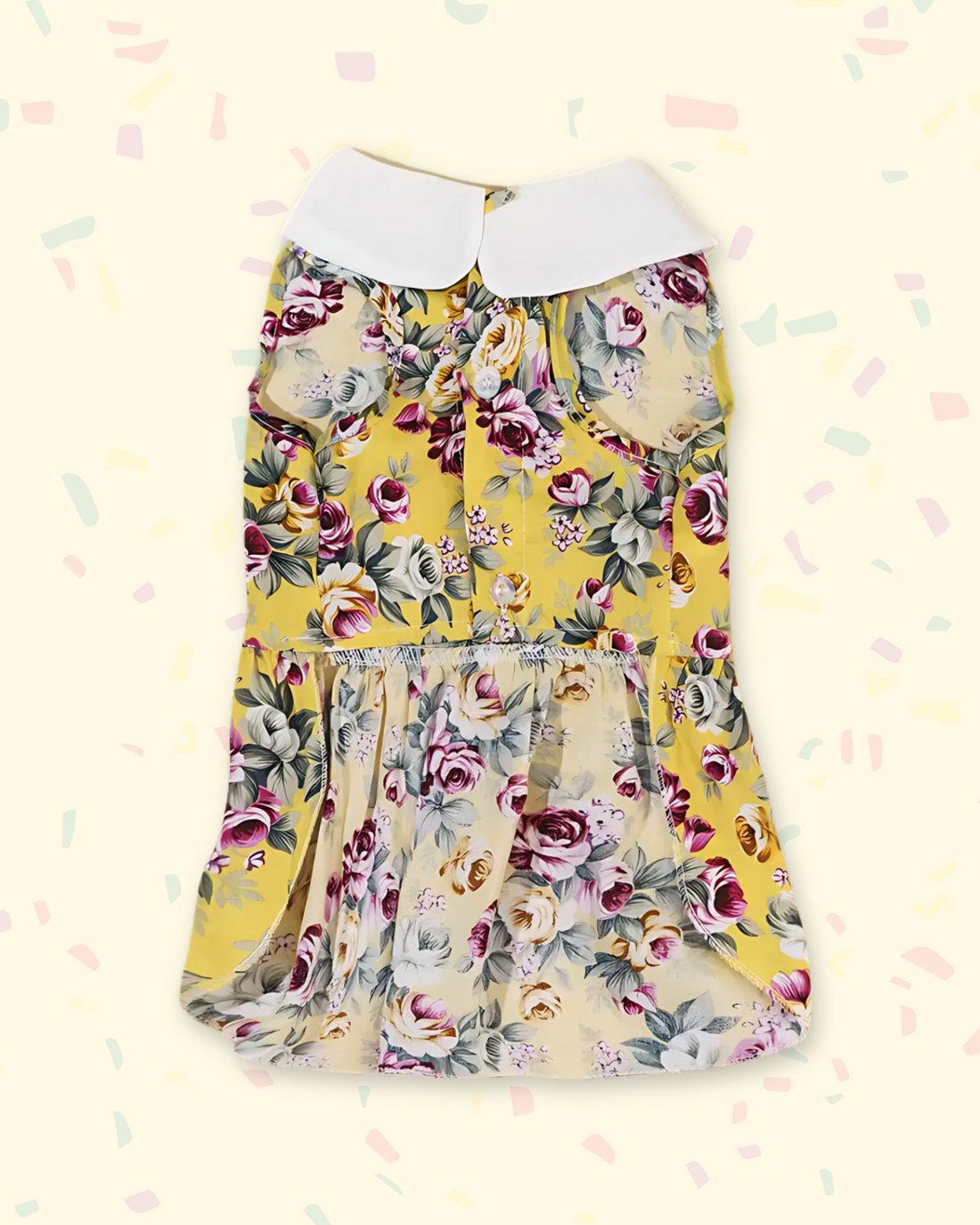 Pet Floral Dress with White Collar